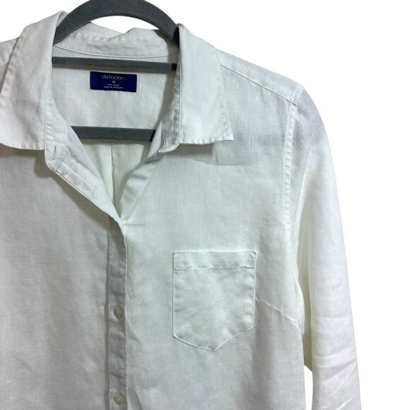 Untuckit Women's Mary Linen Button Front Blouse, 12 - Picture 2 of 9